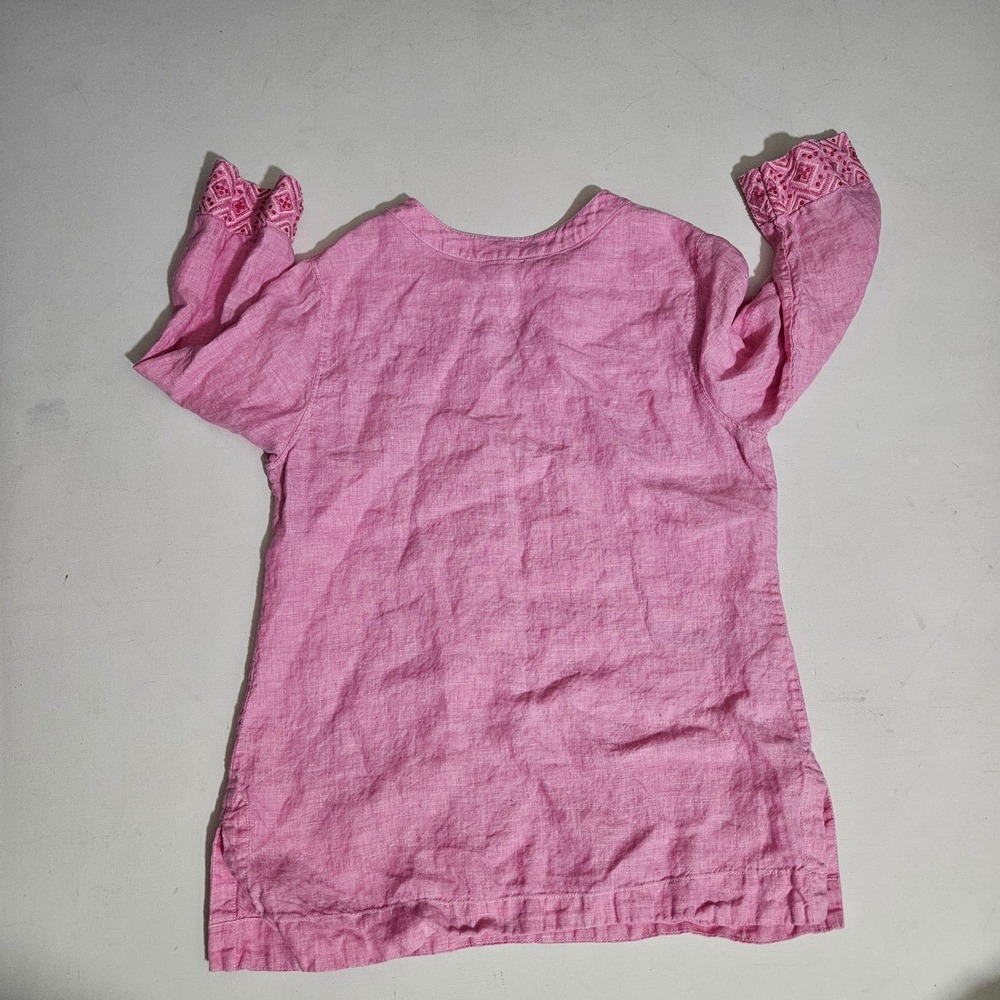 Tommy Bahama Pink Linen Embroidered Sequin V-Neck Tunic Blouse Mens Medium - Picture 2 of 6